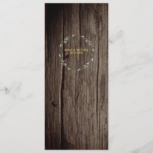 Rustic Gold Script Kalligrafie Classic Wedding Menu (Achterkant)