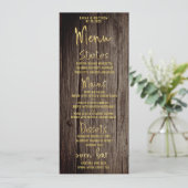 Rustic Gold Script Kalligrafie Classic Wedding Menu (Staand voorkant)