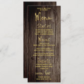 Rustic Gold Script Kalligrafie Classic Wedding Menu (Voorkant / Achterkant)