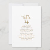 Rustic Gold Script Table Number Seating Chart Kaar (Voorkant)