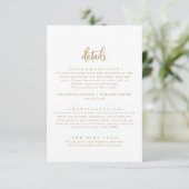 Rustic Gold Script Wedding Details Informatiekaartje (Staand voorkant)