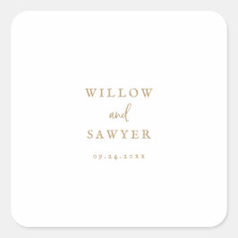 Rustic Gold Script Wedding Envelope-zegels Vierkante Sticker