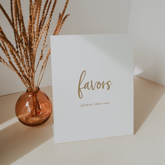 Rustic Gold Script Wedding Favors Sign Reclamebord Met Voetstuk