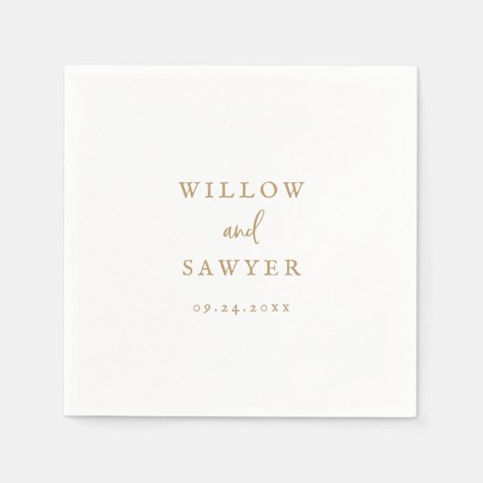 Rustic Gold Script Wedding Napkins Servet (Voorkant)