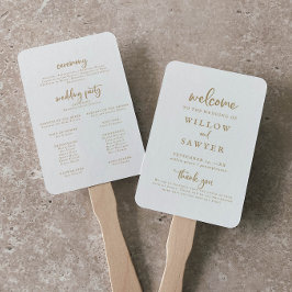 Rustic Gold Script Wedding Program Handtekening Fa Handwaaier