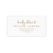 Rustic Gold Script Wedding RSVP-Adresetiketten Etiket (Voorkant)