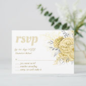 Rustic Gold Silver Floral Weddenschap Hartelijk da RSVP Kaartje (Staand voorkant)