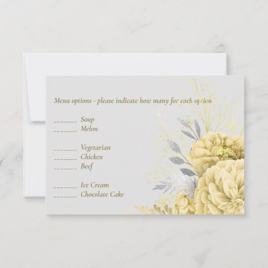 Rustic Gold Silver Floral Weddenschap Hartelijk da RSVP Kaartje (Achterkant)