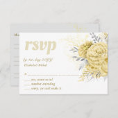 Rustic Gold Silver Floral Weddenschap Hartelijk da RSVP Kaartje (Voorkant / Achterkant)