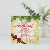 Rustic Gold Snow & Pine Lights Company Xmas Ribbon Kaart (Staand voorkant)