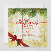 Rustic Gold Snow & Pine Lights Company Xmas Ribbon Kaart (Voorkant)