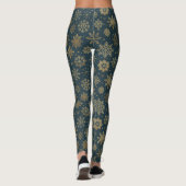 Rustic Gold Snowflakes on Dark Green Leggings (Achterkant)