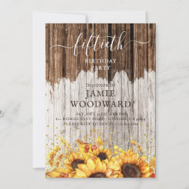 Rustic Gold Sunflower Barn Wood 50e verjaardag Kaart