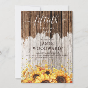 Rustic Gold Sunflower Barn Wood 50e verjaardag Kaart
