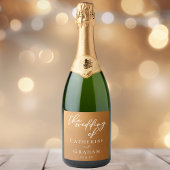 Rustic Gold Tan Earth Tone Simple Fall Weddenschap Sparkling Wijnetiket