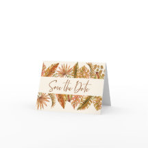Rustic Gold Tropical Save the Date Folded Kaart