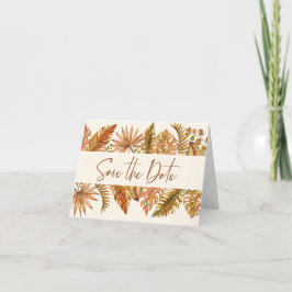 Rustic Gold Tropical Save the Date Folded Kaart