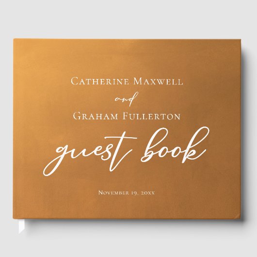 Rustic Gold Typography Earth Tone Fall Wedding Gastenboek (Voorkant)