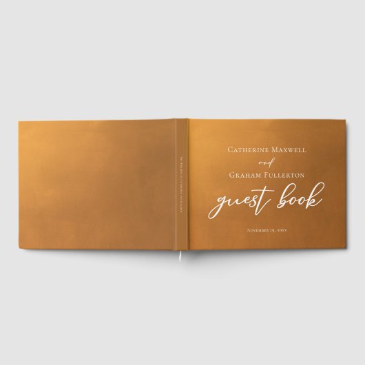 Rustic Gold Typography Earth Tone Fall Wedding Gastenboek (Volledig)