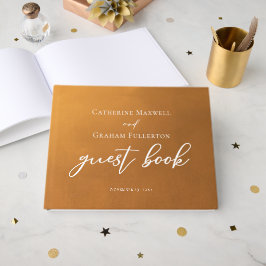Rustic Gold Typography Earth Tone Fall Wedding Gastenboek