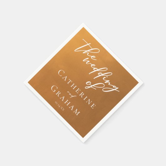 Rustic Gold Typography Earth Tone Fall Wedding Servet (Hoek)