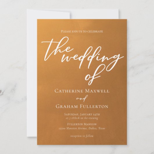 Rustic Gold Typography Earth Tones herfst Wedding Kaart (Voorkant)