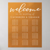 Rustic Gold Typography Fall Wedding Seding Chart Poster (Voorkant)