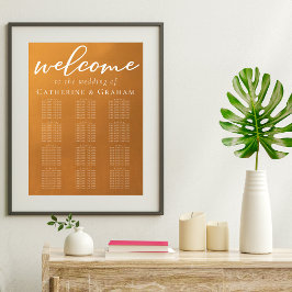 Rustic Gold Typography Fall Wedding Seding Chart Poster