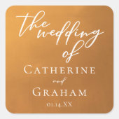 Rustic Gold Typography Simple Fall Wedding Vierkante Sticker (Voorkant)