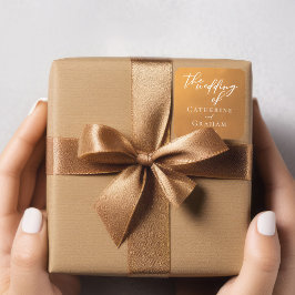 Rustic Gold Typography Simple Fall Wedding Vierkante Sticker