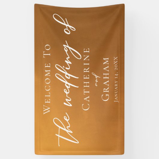 Rustic Gold Typography Simple Fall Weduwen Welcome Spandoek (Verticaal)