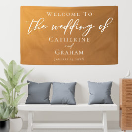 Rustic Gold Typography Simple Fall Weduwen Welcome Spandoek