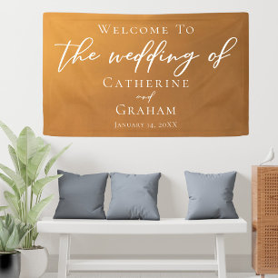 Rustic Gold Typography Simple Fall Weduwen Welcome Spandoek