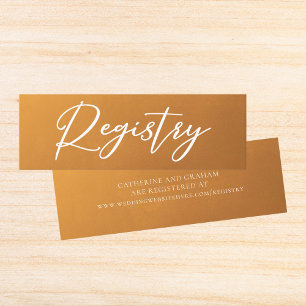 Rustic Gold Typography Simple Wedding Registry Mini Visitekaartje