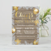 Rustic Gold - Uitnodiging voor nieuwjaarsfeest (Staand voorkant)