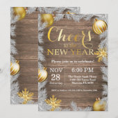 Rustic Gold - Uitnodiging voor nieuwjaarsfeest (Voorkant / Achterkant)