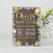 Rustic Gold - Uitnodiging voor nieuwjaarsfeest (Staand voorkant)