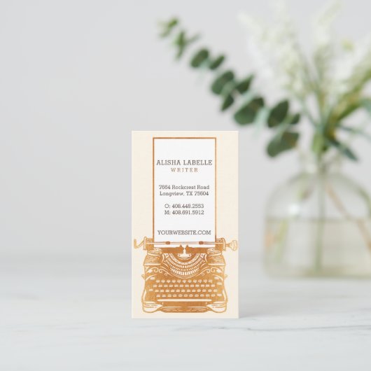 Rustic Gold Underwood-typemachine monogram Visitekaartje (Staand voorkant)