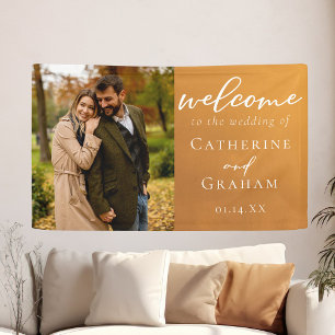 Rustic Gold Verloving Foto Boho Wedding Welkom Spandoek