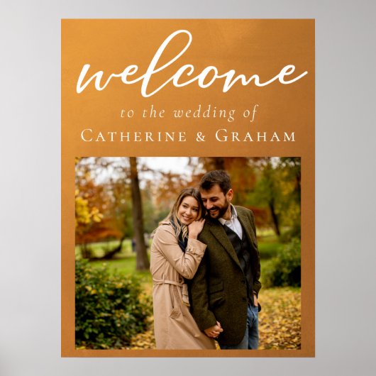 Rustic Gold Verloving Photo Fall Wedding Welcome Poster (Voorkant)