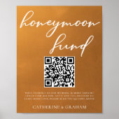 Rustic Gold Wedding Honeymoon Fund QR-code Poster (Voorkant)