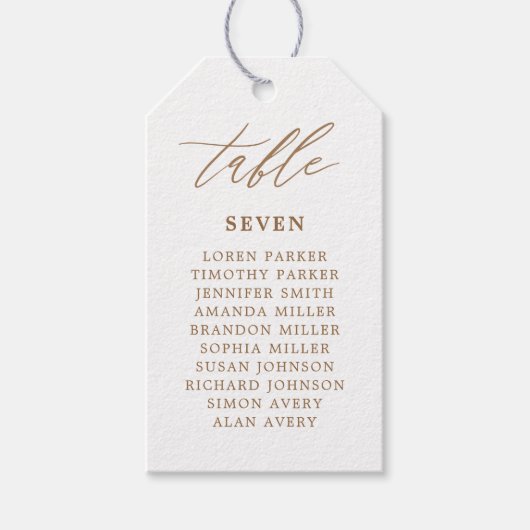 Rustic Gold Wedding Table Numbers Wedding Favors Cadeaulabel (Voorkant)