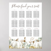 Rustic Gold White Pumpkins Wedding Seding Chart Poster (Voorkant)