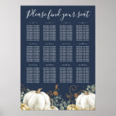 Rustic Gold White Pumpkins Wedding Seding Chart Poster (Voorkant)