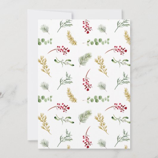 Rustic Gold Winter Greenery Holiday Kaart (Achterkant)