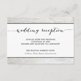 Rustic Gold Wood Grain Wedding Reception Card Informatiekaartje