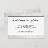 Rustic Gold Wood Grain Wedding Reception Card Informatiekaartje (Voorkant / Achterkant)