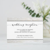 Rustic Gold Wood Grain Wedding Reception Card Informatiekaartje (Staand voorkant)