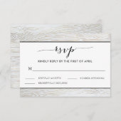 Rustic Gold Wood Grain Wedding RSVP-kaart RSVP Kaartje (Voorkant / Achterkant)