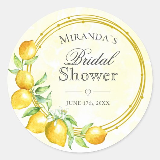 Rustic Gold Wreath Lemon Summer Boho Vrijgezellenf Ronde Sticker (Voorkant)